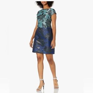 Vice Camuto Floral Blue and Teal Dress